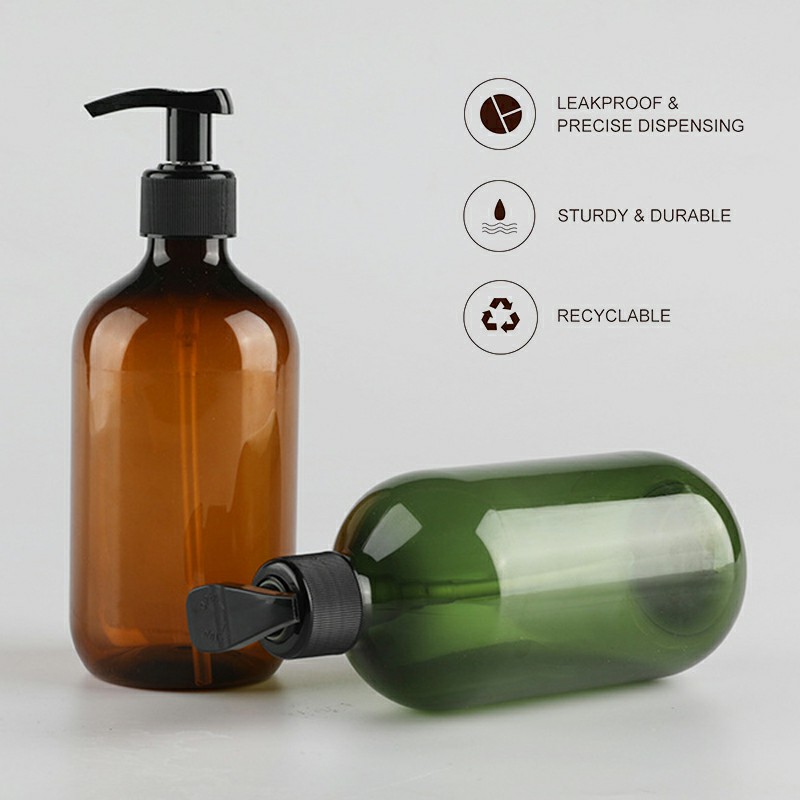 500ml Refillable Empty Bottle Clear Press Pump Plastic Bottle Shampoo Liquid Soap Dispenser - Green