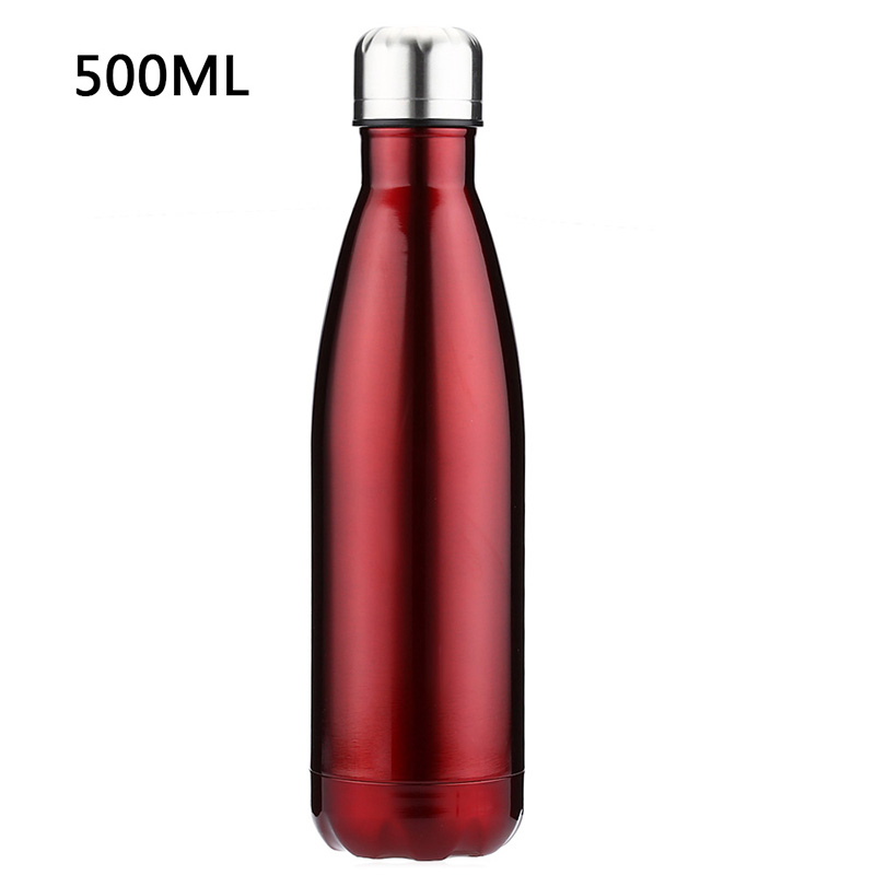 500ML Stainless Thermos Cola Shaped Double Wall Vacuum Water Bottle Flask - Glossy Red