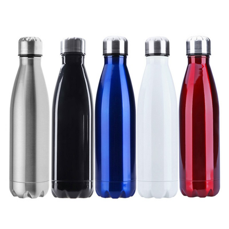 500ML Stainless Thermos Cola Shaped Double Wall Vacuum Water Bottle Flask - Glossy White