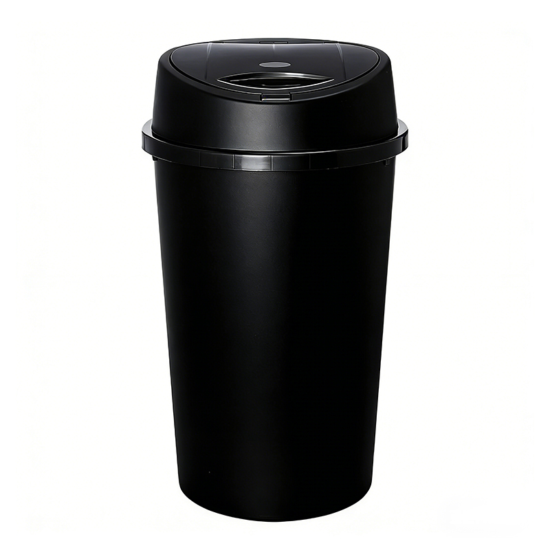 50L Black Kitchen Bin Plastic Round Dustbin Rubbish Bin for Home Kitchen Restaurant