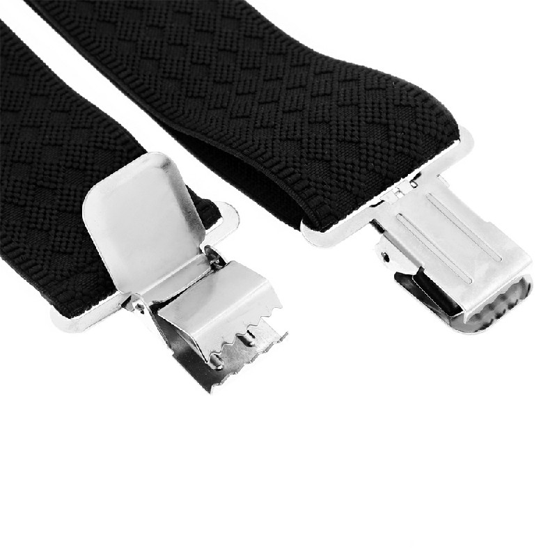 50MM Adjustable Grid Plain Trouser Braces Suspenders Elastic Stratch Band - Black