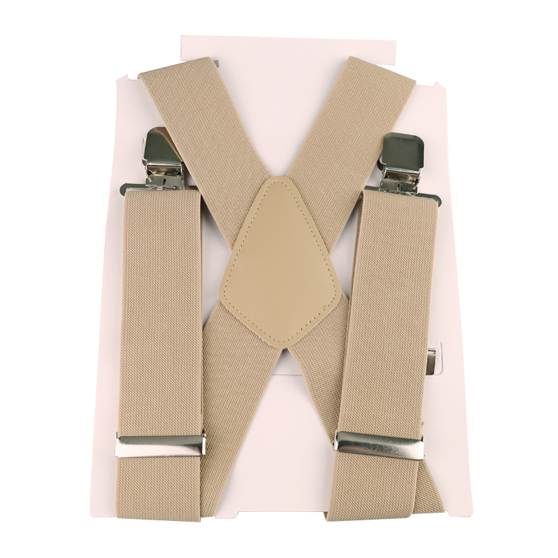 50MM Width Adjustable Elastic Men Suspenders - Khaki