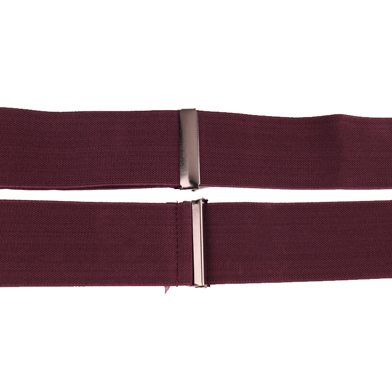 50MM Width Adjustable Elastic Men Suspenders - Wine Red