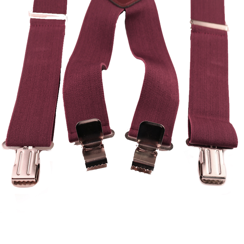 50MM Width Adjustable Elastic Men Suspenders - Wine Red