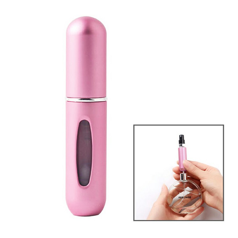 5ml Portable Mini Refillable Perfume Bottle Spray Round Tube Pump Empty Cosmetic Container Atomizer Scent Bottle for Travel - Pink