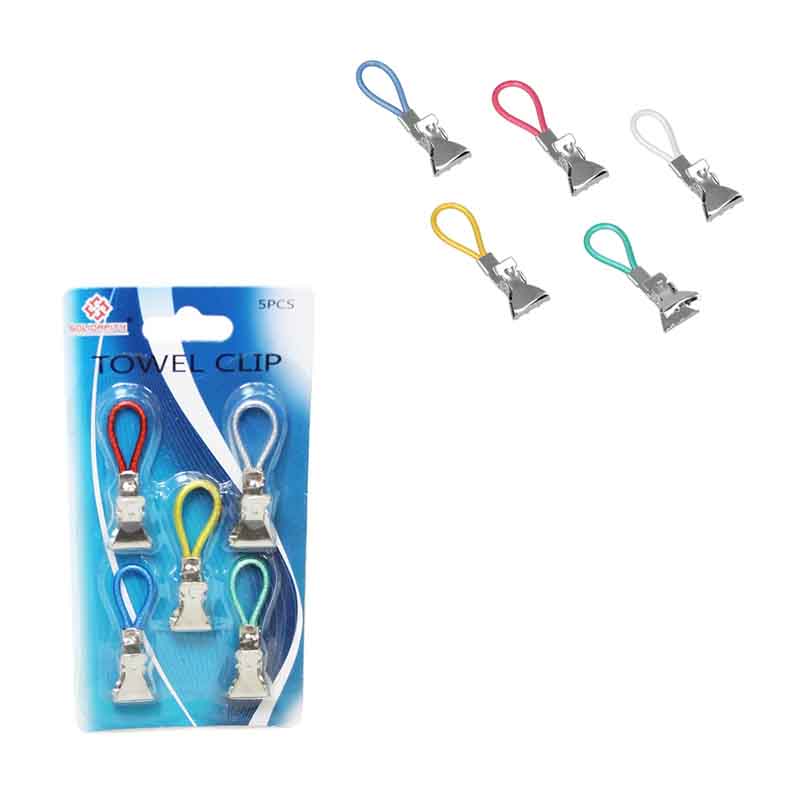 5pcs Household Metal Colourful Towel Hanging Clips Hangers Clothes Pegs