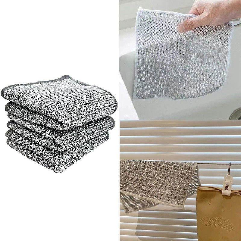 5PCS Multipurpose Wire Dishwashing Rags Wet and Dry Cleaner Dish Cloths