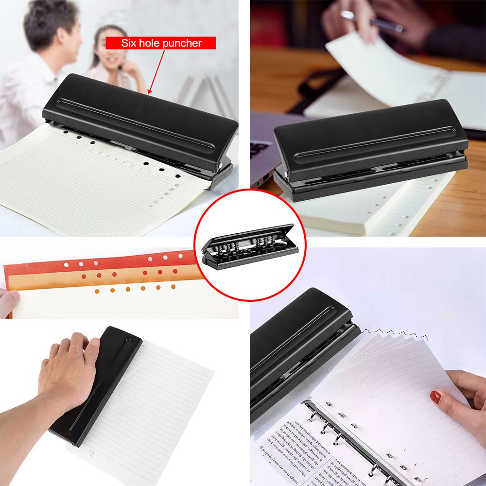 6-Hole Paper Filofax Puncher A4 A5 A6 Adjustable Metal Organiser Hole Puncher
