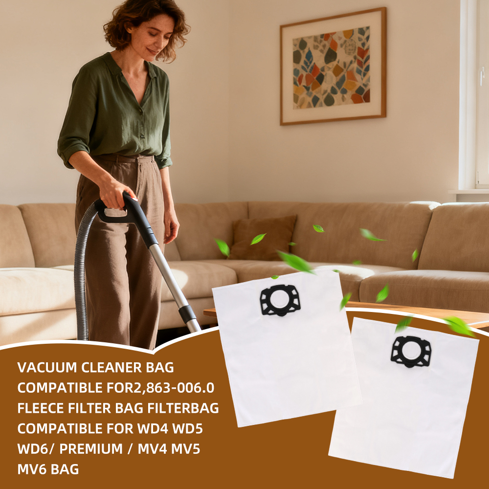 6 Pack Fleece Fabric Dust Bags Compatible with Karcher WD4 Wet Dry Vacuums