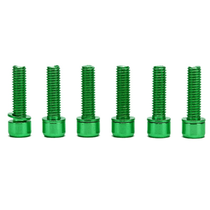 6 pcs/Set Bicycle Stem Bolts M5 x 18mm Stainless Steel Bolt Part for MTB - Green