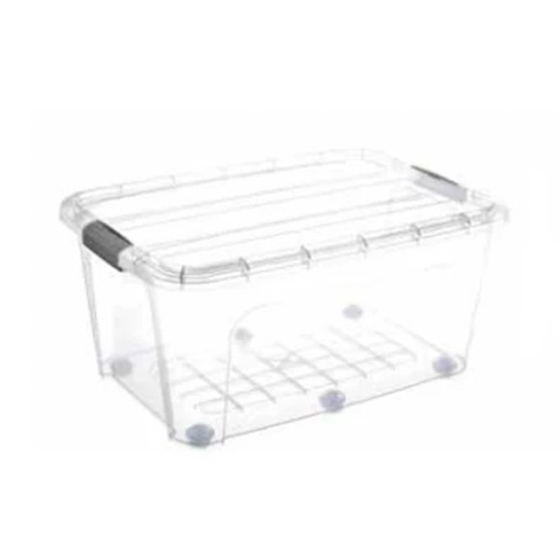 75L Plastic Storage Box with 6 Wheels Click Lid Stackable Clear Storage Box for Home Office