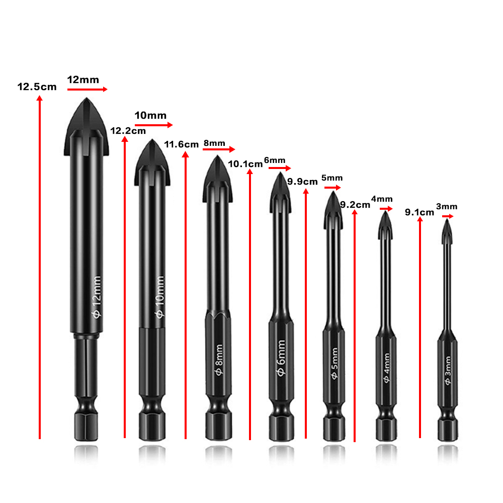 7Pcs Dry Diamond Drill Bits Set for Granite Tile Glass Marble Ceramic