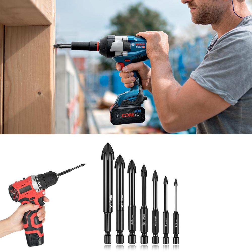 7Pcs Dry Diamond Drill Bits Set for Granite Tile Glass Marble Ceramic