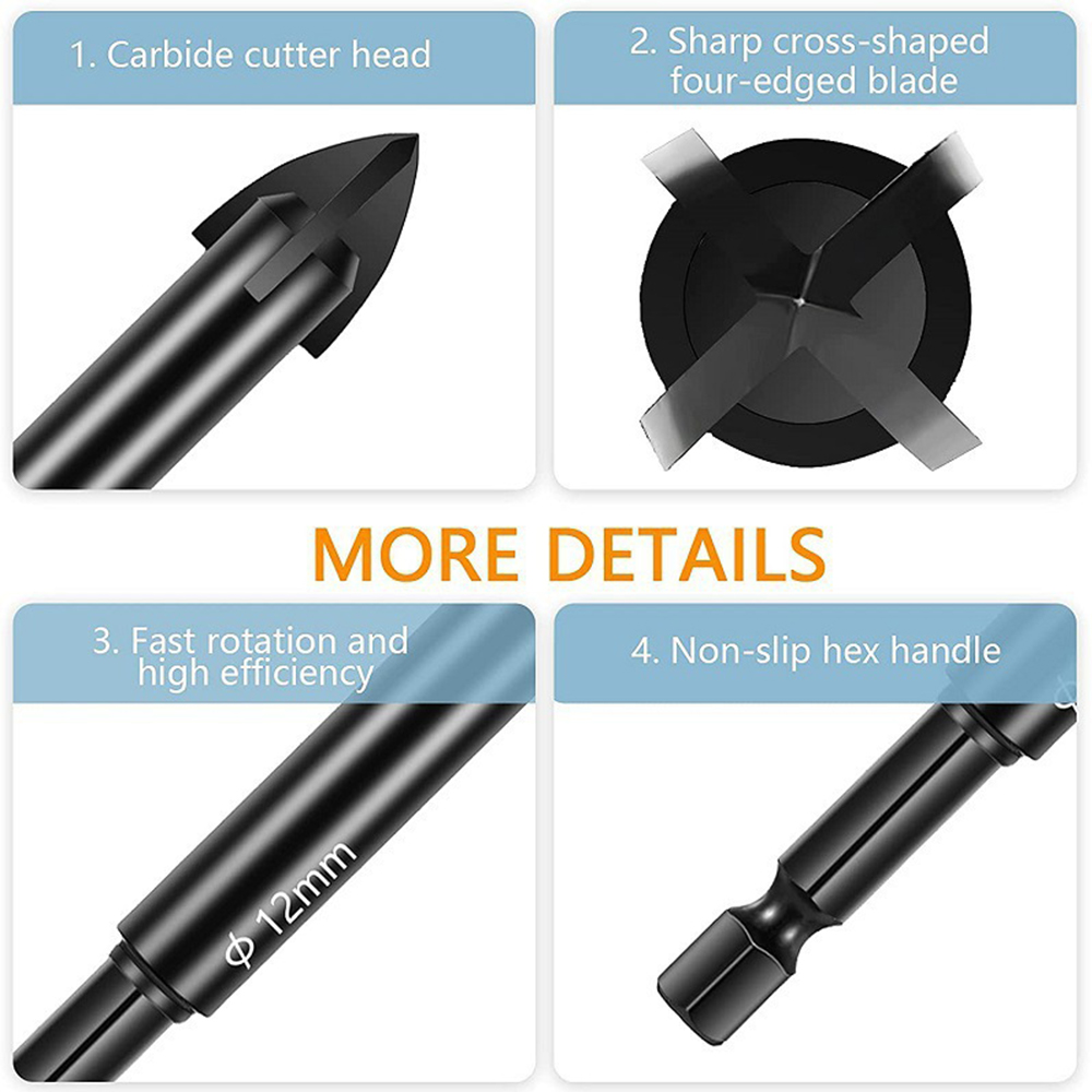 7Pcs Dry Diamond Drill Bits Set for Granite Tile Glass Marble Ceramic