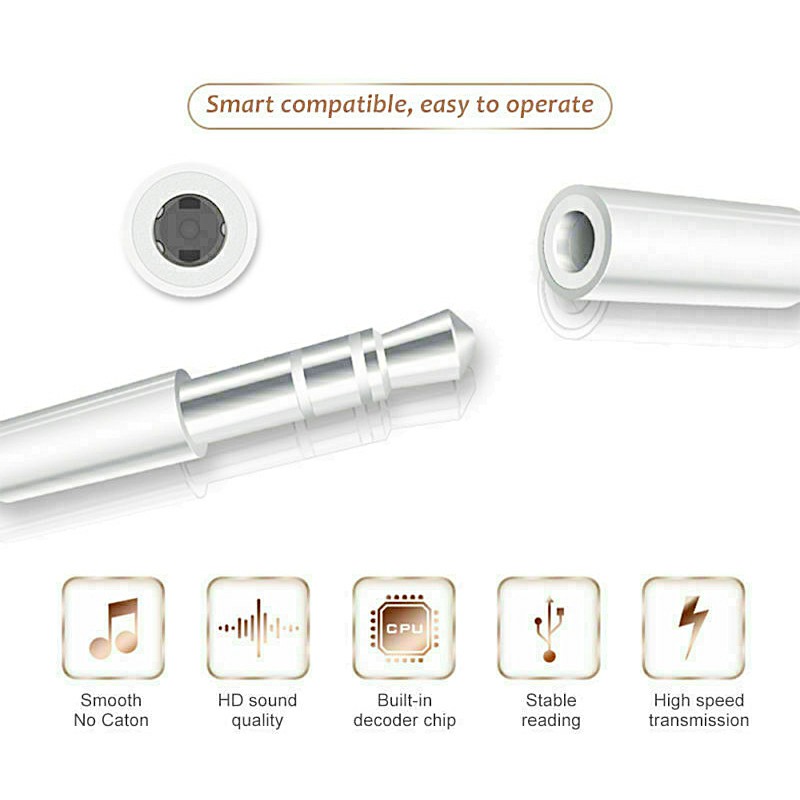 8 Pin to 3.5mm Headphone Bluetooth Jack Audio Adapter