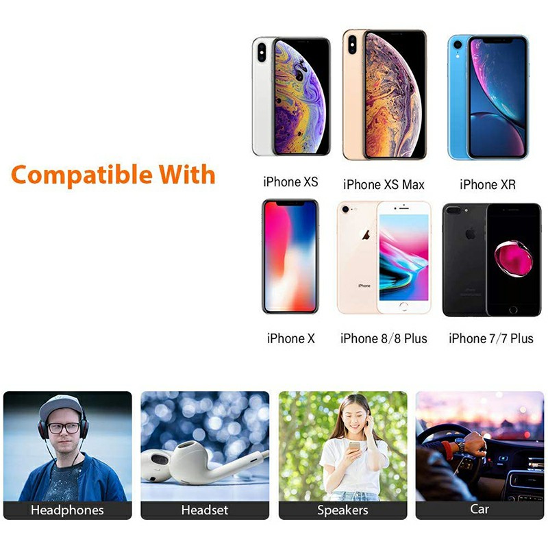 8 Pin to 3.5mm Headphone Bluetooth Jack Audio Adapter