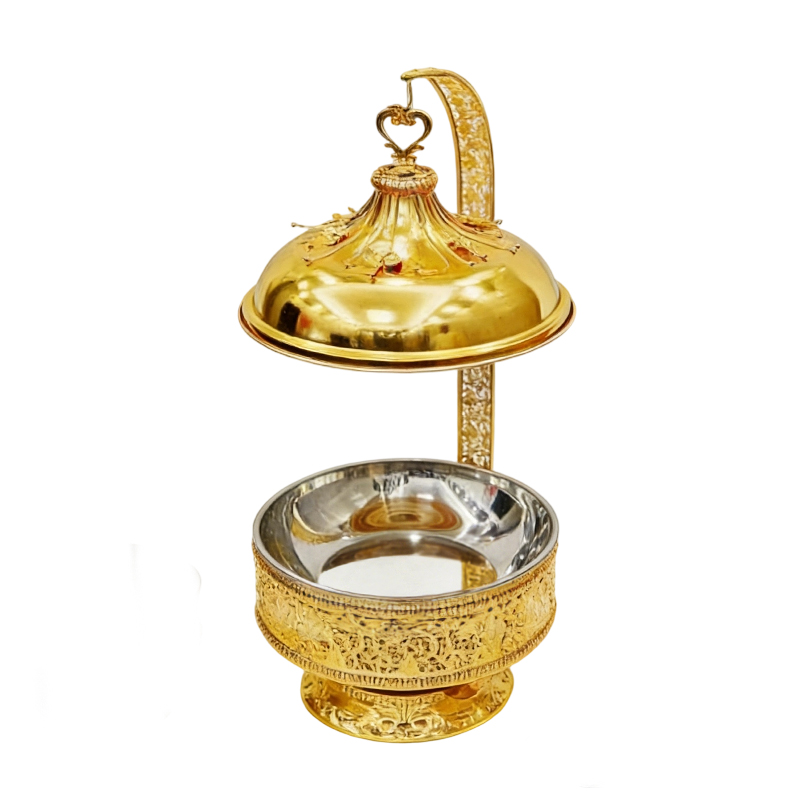 8L Buffet Banquet Chafing Dish with Lid Gold Flower Design Buffet Food Warmers Fancy Elegant Cheffing Dishes for Weddings Party