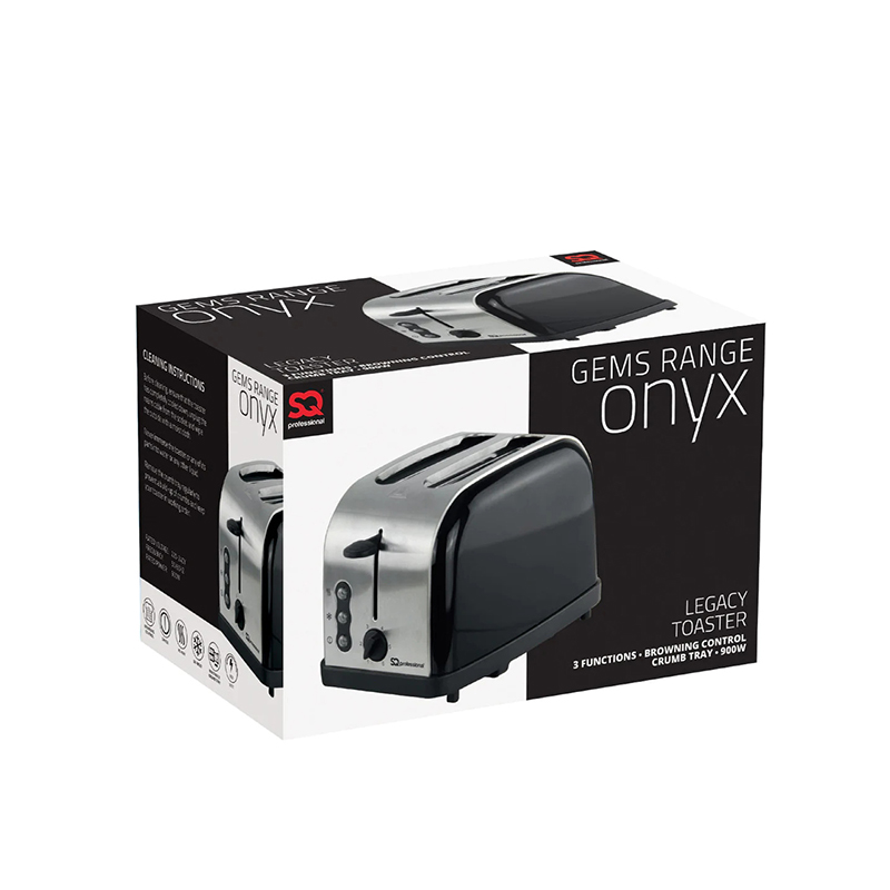 900W Metallic 2 Slice Toaster Stainless Steel Kitchen Toaster - Silver