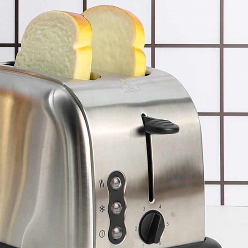 900W Metallic 2 Slice Toaster Stainless Steel Kitchen Toaster - Silver