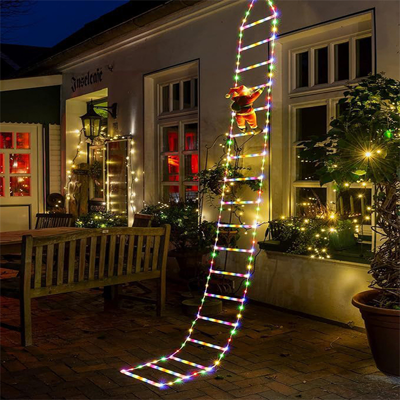 97cm Christmas Multicolour Lights Santa Claus Climbing Candy Cane Ladder