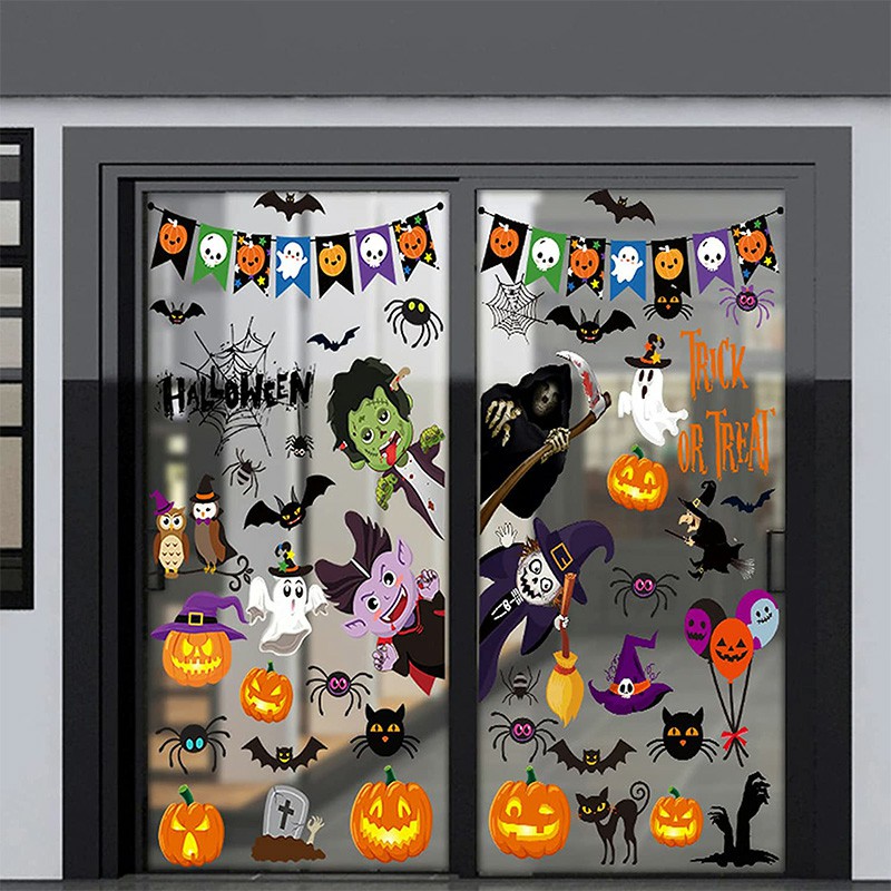 9 Sheets Window Stickers Halloween Decoration Witch Stickers