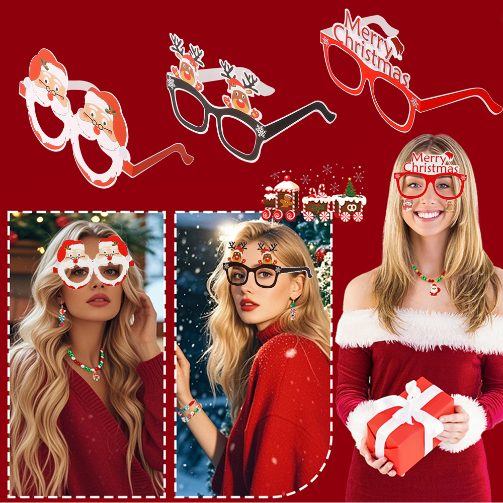 9x Christmas Glasses Specs Novelty Xmas Sunglasses Fancy Dress Party Accessory