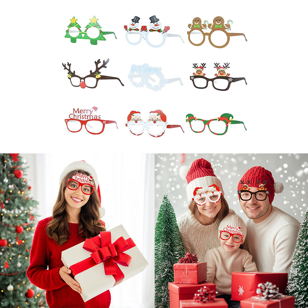 9x Christmas Glasses Specs Novelty Xmas Sunglasses Fancy Dress Party Accessory