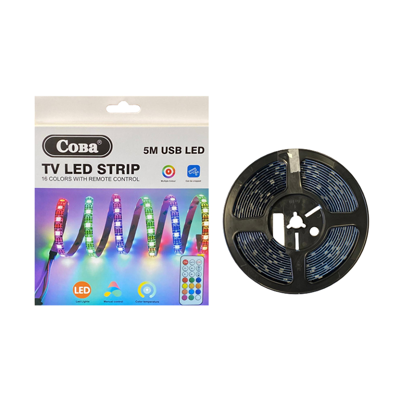 Adhesive Multicolour Indoor TV USB LED Strip with Remote 5m