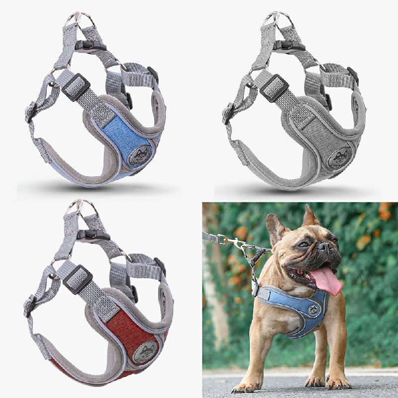 Adjustable and Breathable Dog Pet Harness Vest Padded Safety Puppy Leash Set - Red L