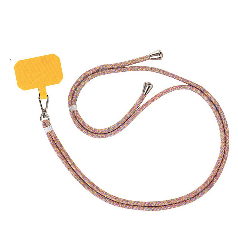 Adjustable Cross Body Nylon Patch Phone Lanyard Mobile Phone Strap - Yellow Rainbow