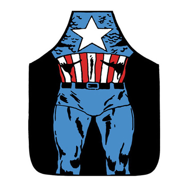 Adjustable Shoulder Strap Funny Cooking Kitchen BBQ Apron - Captain America