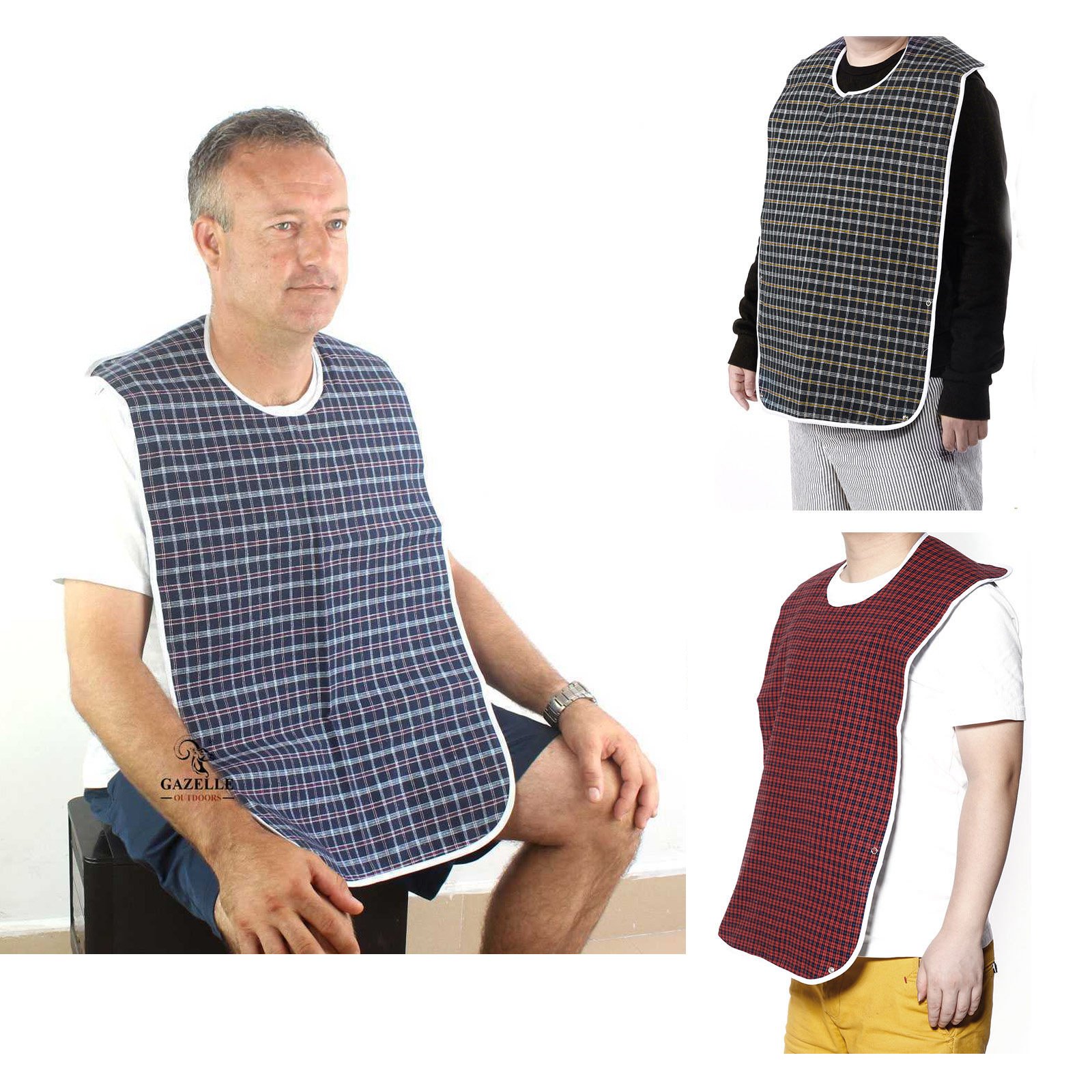 Adult Elderly Disable Mealtime Bib Clothing Protector Large Apron Waterproof - Red