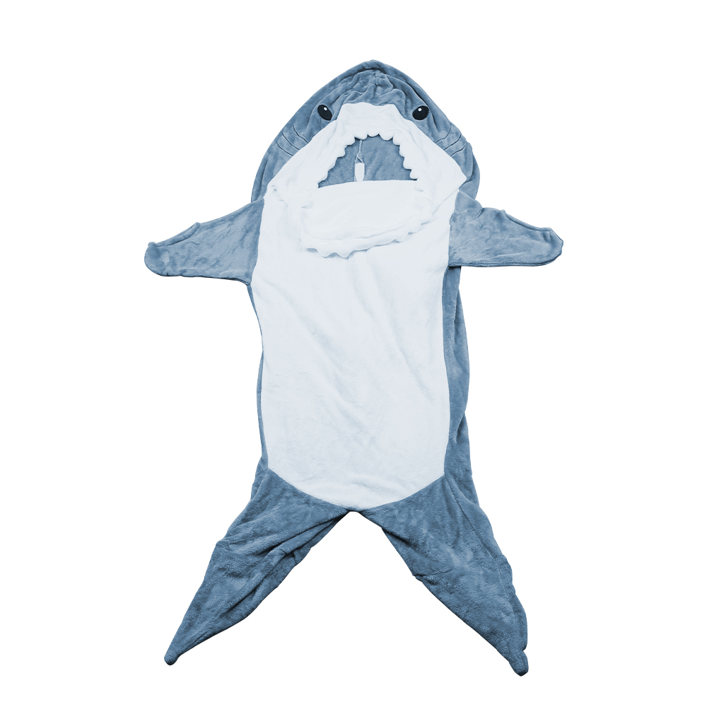 Adult Flannel Wearable Shark Blanket Hoodie Super Soft Cozy Blanket Sleeping Bag - L