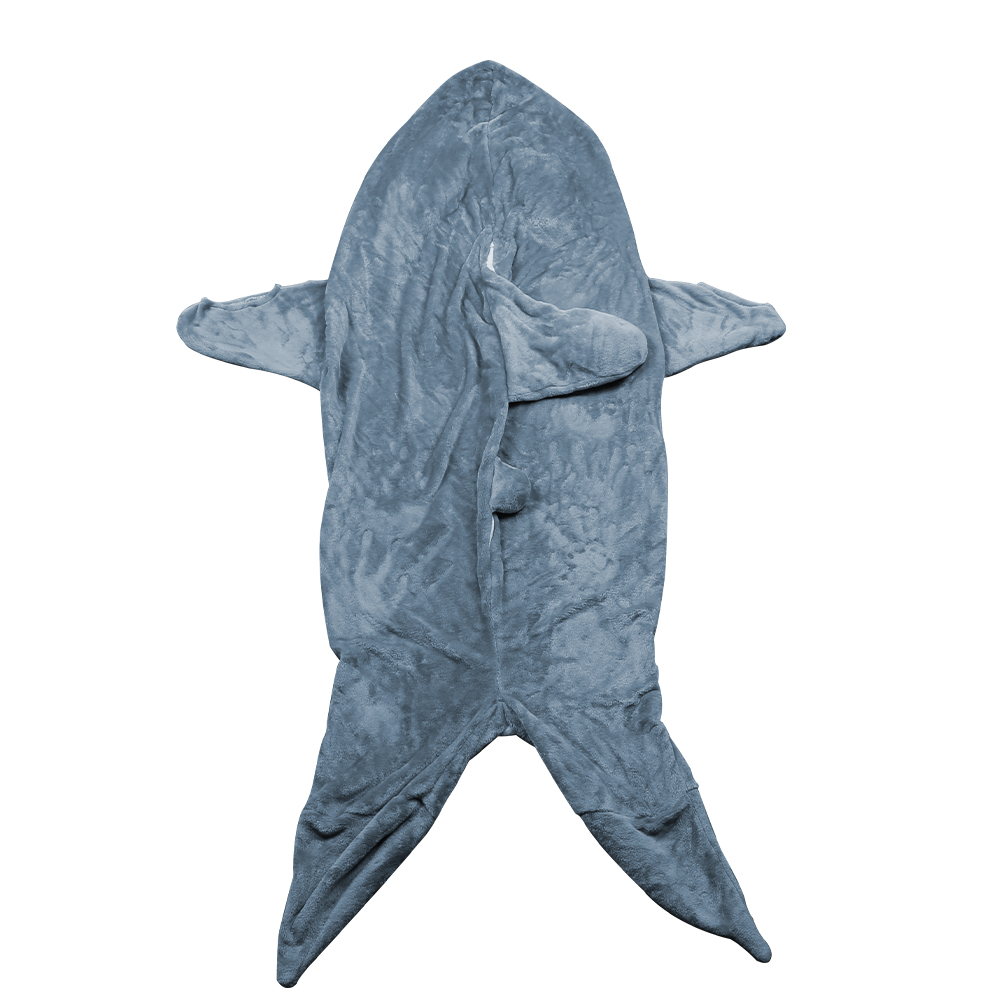 Adult Flannel Wearable Shark Blanket Hoodie Super Soft Cozy Blanket Sleeping Bag - L