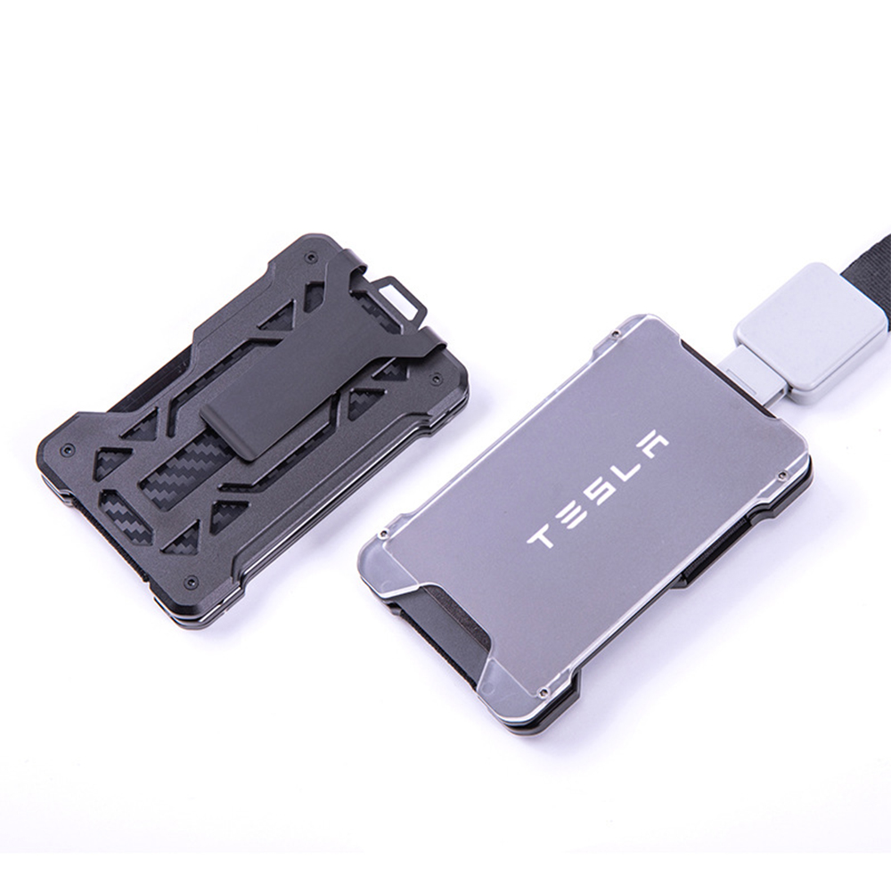 Aluminum Metal Men Card Holder Rfid Blocking Slim Clip - Black