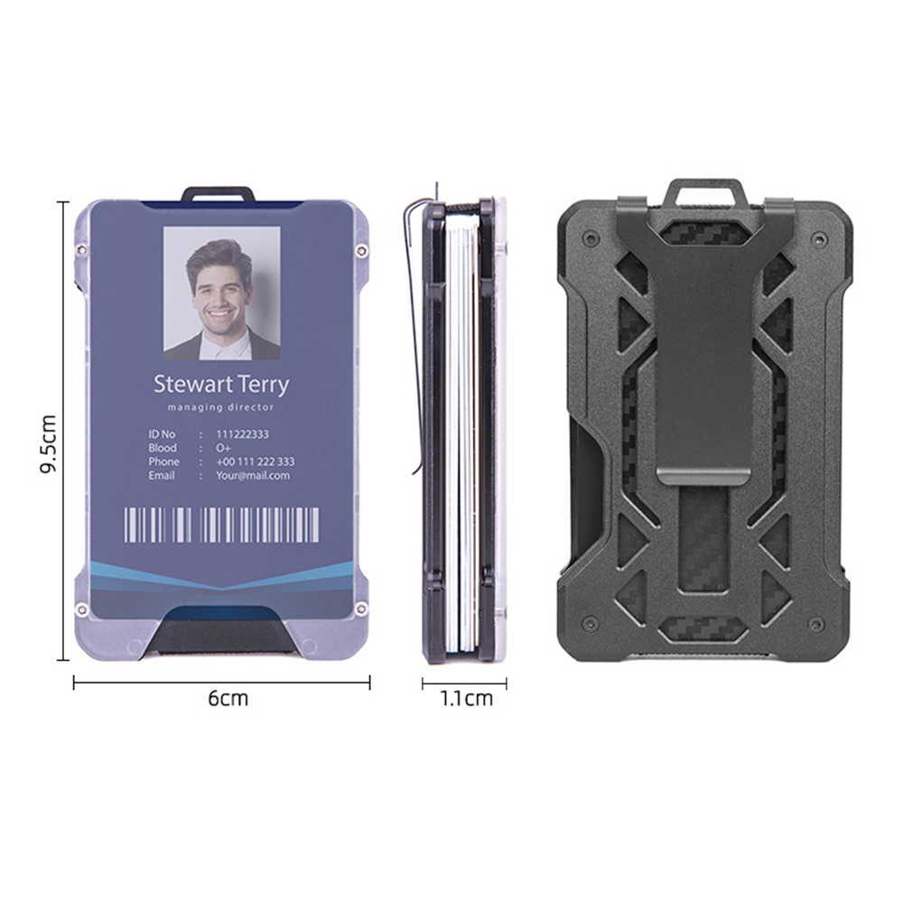 Aluminum Metal Men Card Holder Rfid Blocking Slim Clip - Black