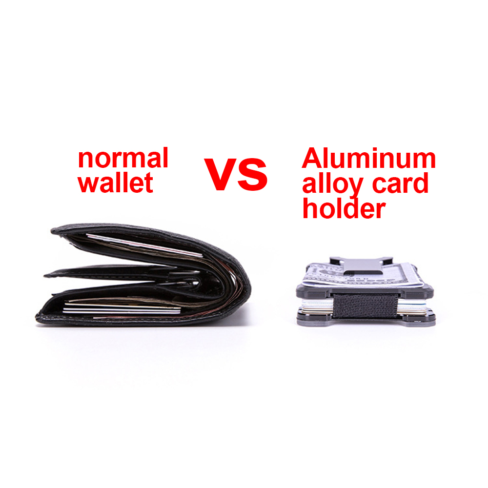 Aluminum Metal Men Card Holder Rfid Blocking Slim Clip - Black