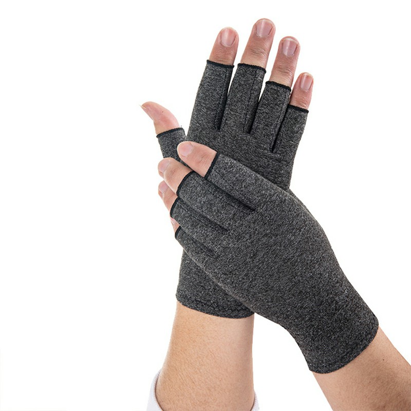 Anti Arthritis Gloves Hand Support Pain Relief Copper Finger Compression - XL Black Stripes