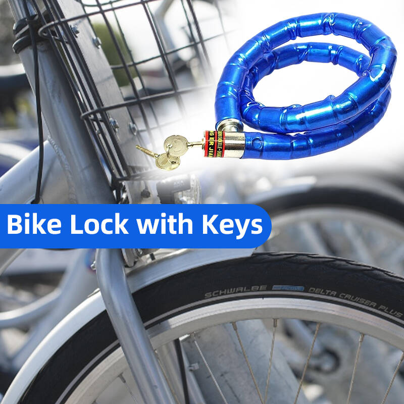 Anti-Theft Bike Lock with Keys High-Security Chain for Bicycle Cycle Cycling and Kids E-Scooter Random Colours
