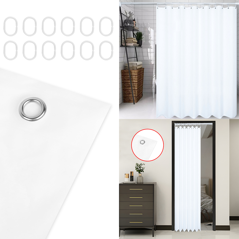 71x71 Inch Bathroom Shower Curtain With 12 Hooks Mould Proof Mildew Resistant Shower Curtain 1.8 m x 1.8m White