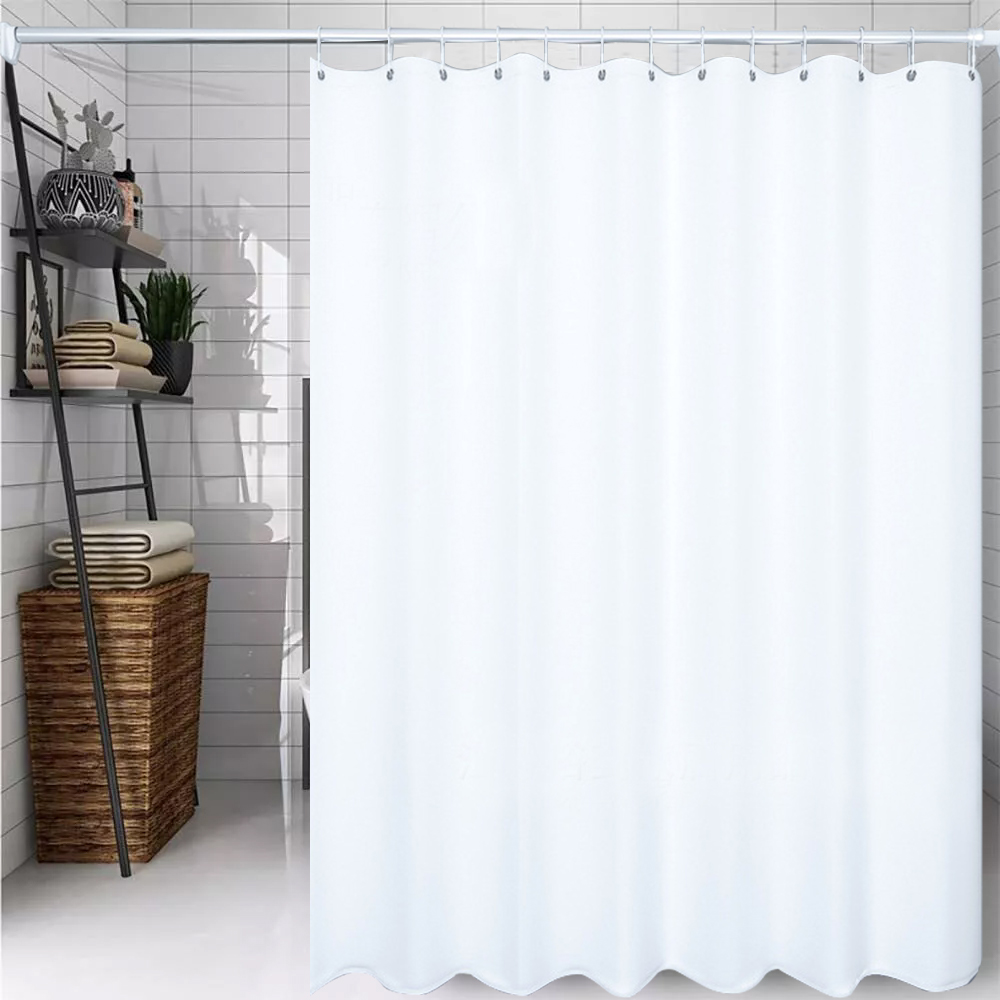 71x71 Inch Bathroom Shower Curtain With 12 Hooks Mould Proof Mildew Resistant Shower Curtain 1.8 m x 1.8m White