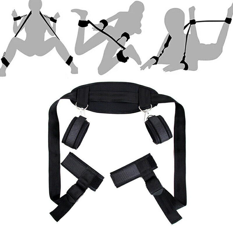 BDSM Bondage Set Under Bed Kit Handcuffs Ankle Restraint Straps Adult Toy for Couple