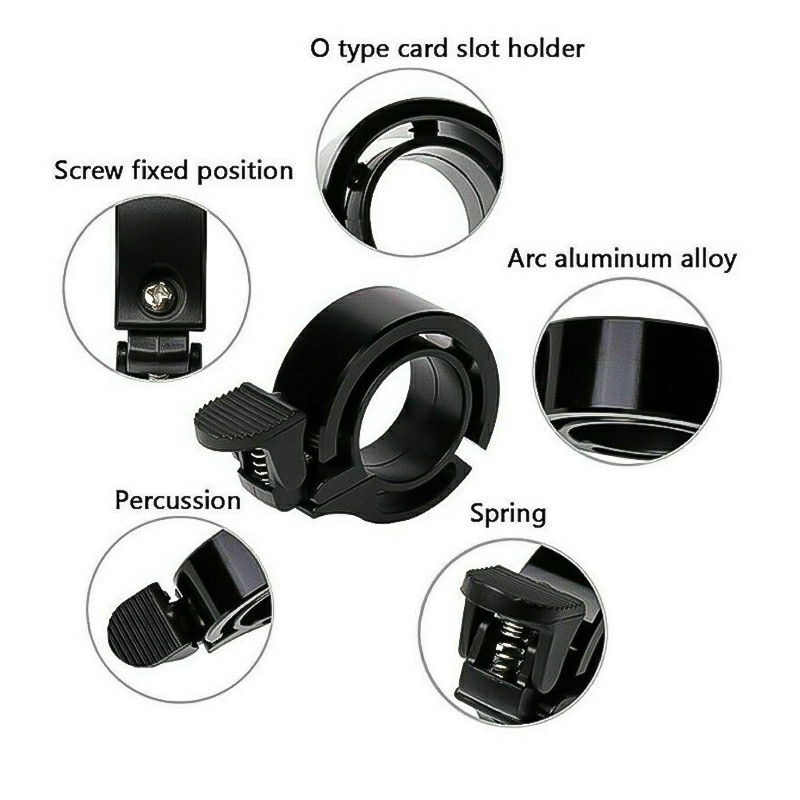 Bicycle Bell Aluminum Alloy Bike Alarm Handlebar Cycling Ring Loud - Black