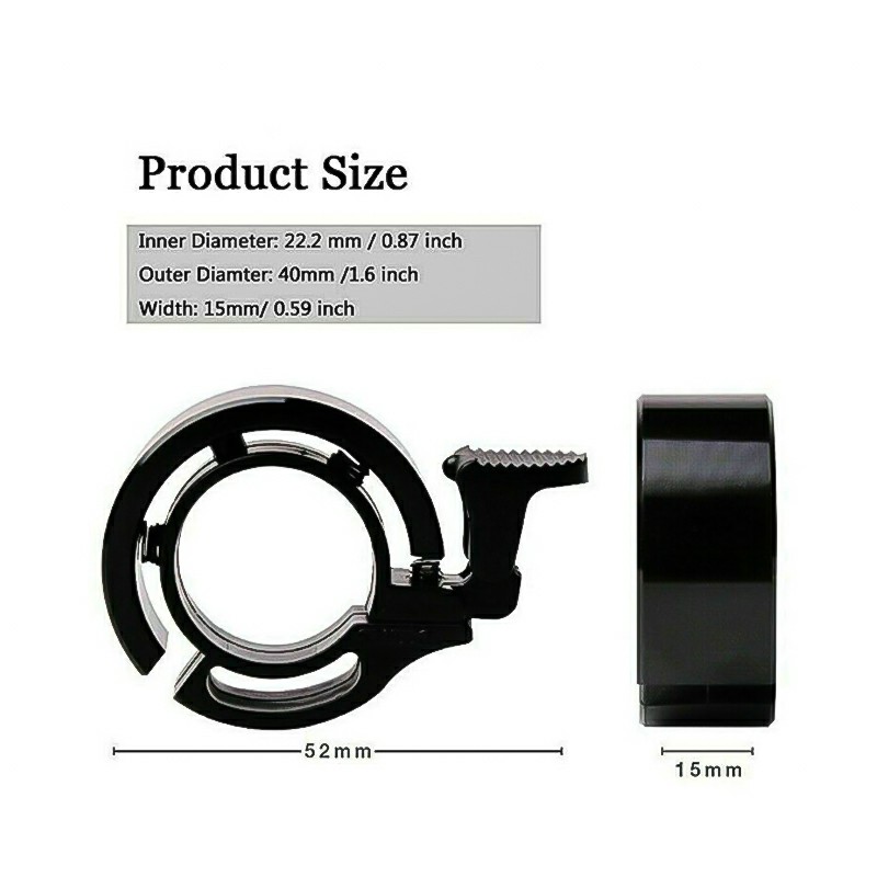 Bicycle Bell Aluminum Alloy Bike Alarm Handlebar Cycling Ring Loud - Black