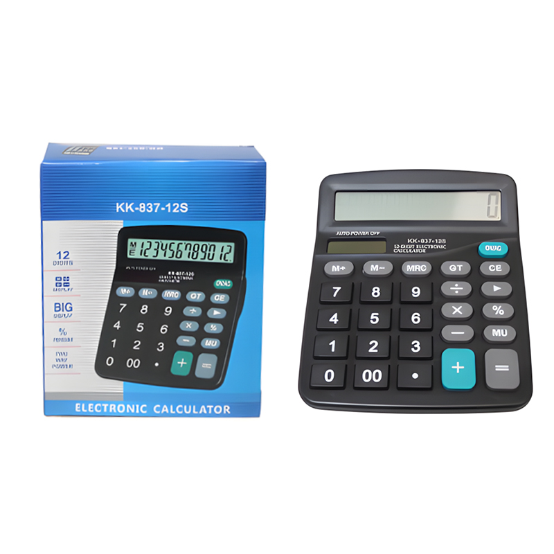 Big Display Two Way Power Electronic Calculator Office Maths Black