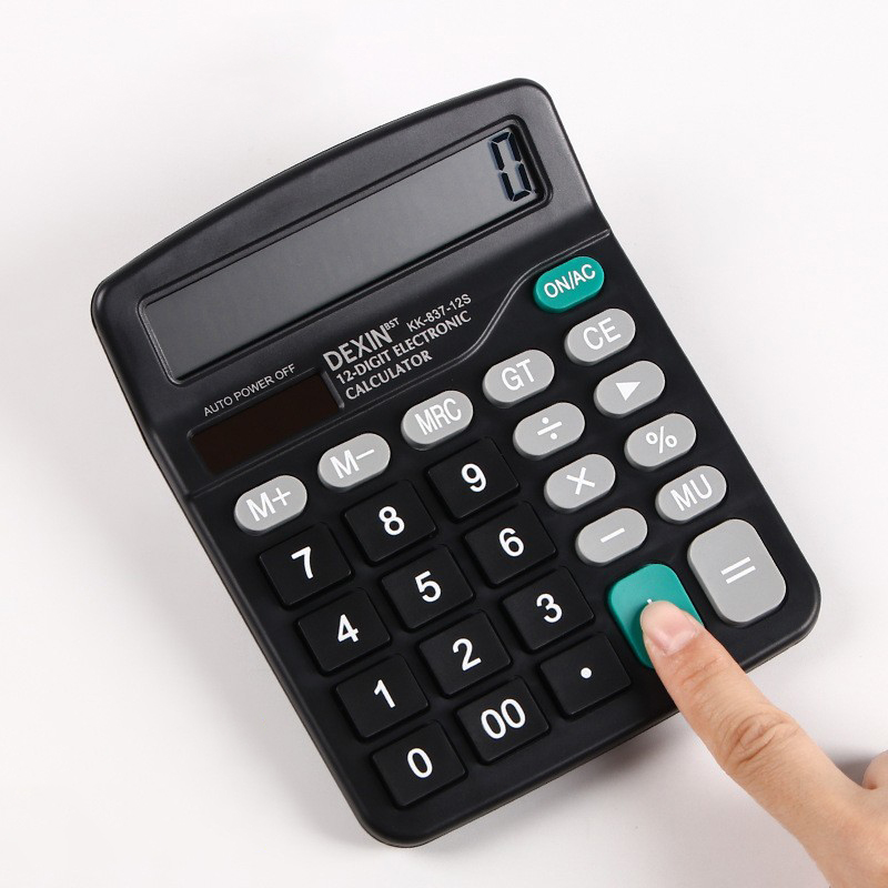 Big Display Two Way Power Electronic Calculator Office Maths Black