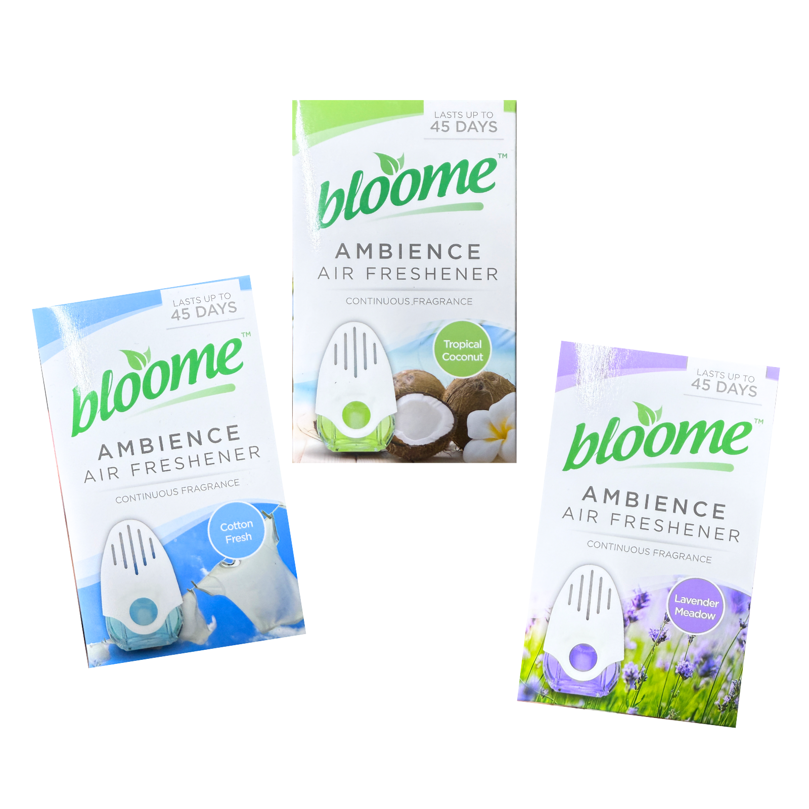 Bloome Ambience Air Freshener Plug-In 45 Days Long Lasting Home Scent (Coconut / Cotton / Lavender)