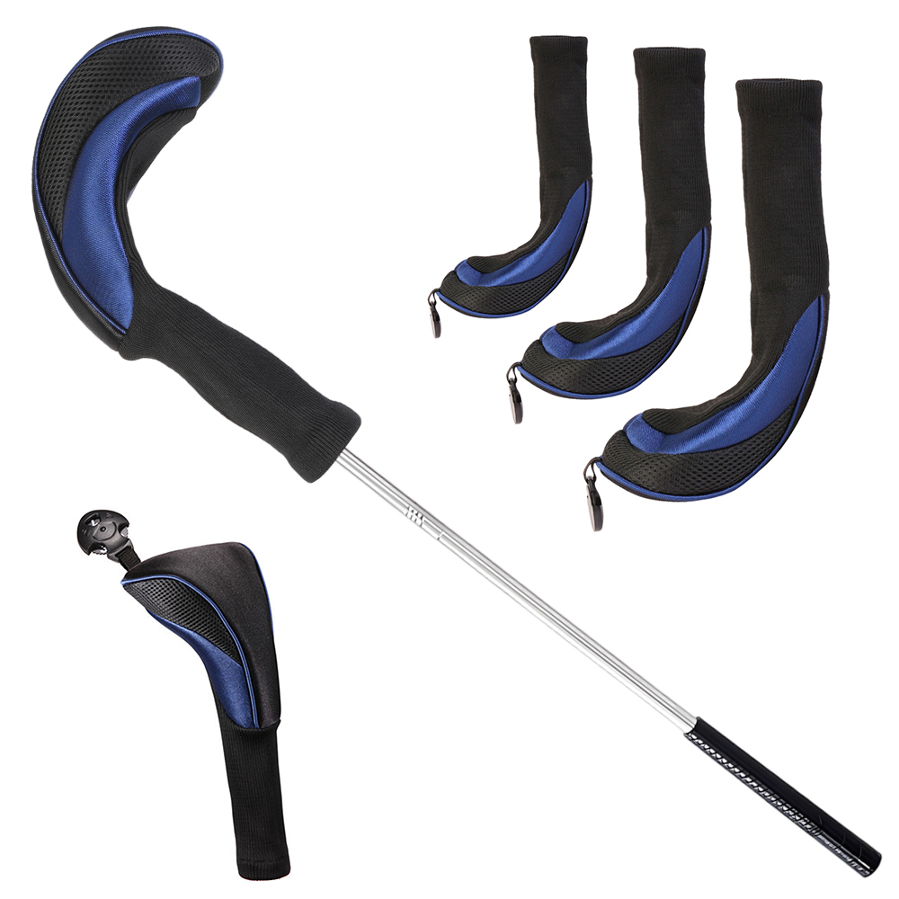 Blue Golf Club Head Covers 3PCS Set Driver 1 3 5 Fairway Woods Headcover with Long Neck
