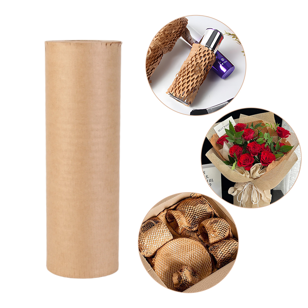 50m Brown Honeycomb Packing Paper Roll for Moving Shipping Packaging Materials Width 30cm