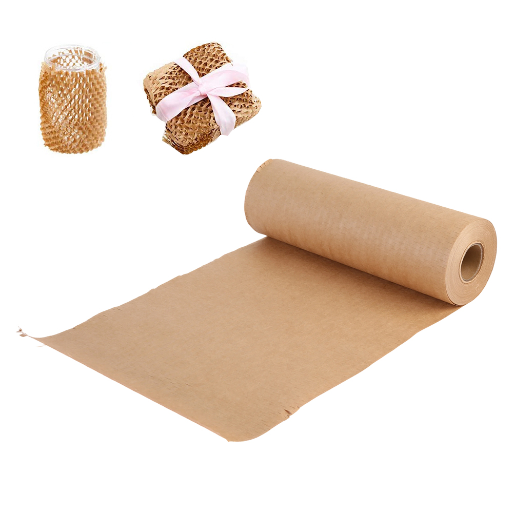 50m Brown Honeycomb Packing Paper Roll for Moving Shipping Packaging Materials Width 30cm